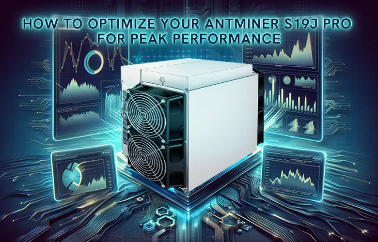 Bitmain Antminer S19j Pro, a high-performance Bitcoin mining machine with a hashrate of 104Th/s and power consumption of 3068W, designed for efficient SHA-256 mining.