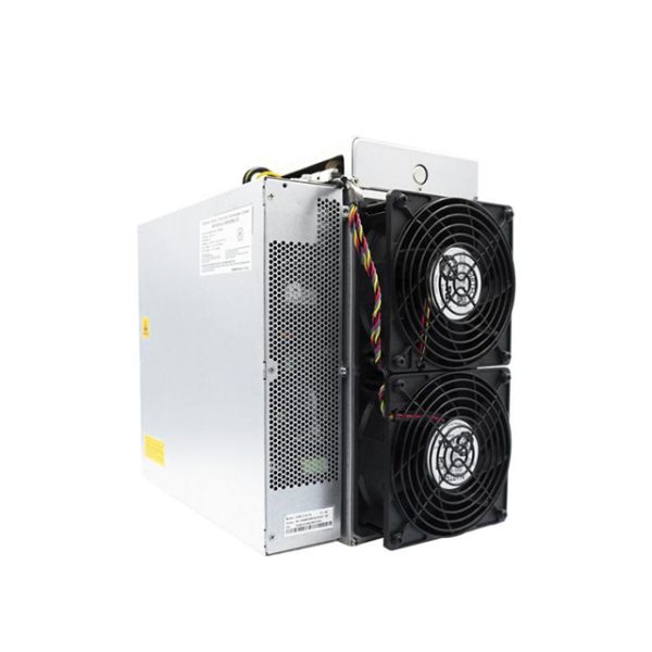Bitmain Antminer KS5, a cryptocurrency miner for KHeavyHash algorithm with a hashrate of 20Th/s and power consumption of 3000W, displayed in a robust casing with dual cooling fans.