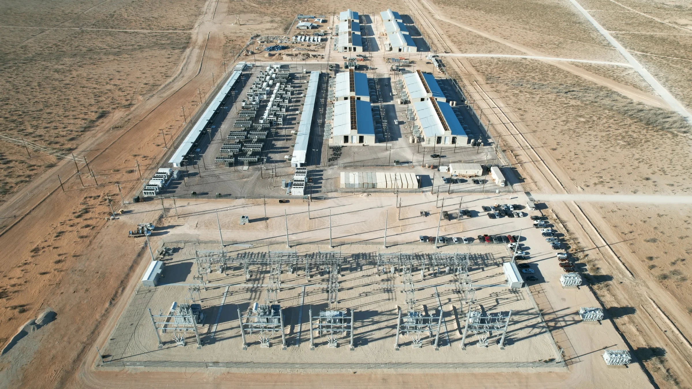 Aerial View of Desert Bitcoin Mining Facility